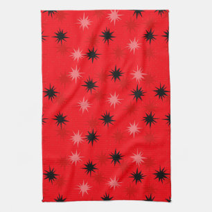 Atomic Red Starbursts Kitchen Towel Theedoek