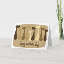 Atomic Retro Cat Moederdag Kaart in Bruin