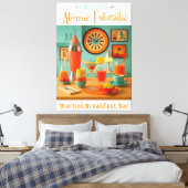 Atomic Retro Futuristic Martini Breakfast Bar Canvas Afdruk (Insitu (Slaapkamer))