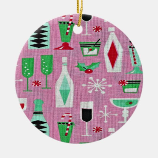 Atomic Retro Roze kerstversiering Keramisch Ornament (Voorkant)