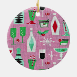 Atomic Retro Roze kerstversiering Keramisch Ornament