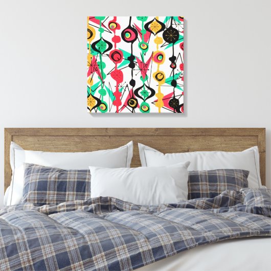 Atomic Retro Shapes | Moderne kunst uit de middene Canvas Afdruk (Insitu (Slaapkamer))