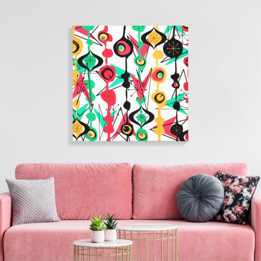 Atomic Retro Shapes | Moderne kunst uit de middene Canvas Afdruk (Insitu (Woonkamer))