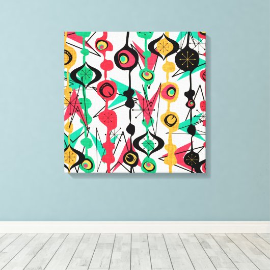 Atomic Retro Shapes | Moderne kunst uit de middene Canvas Afdruk (Insitu (Houten vloer))