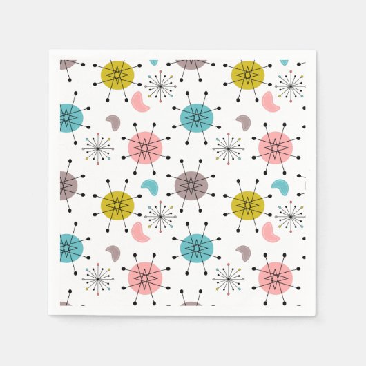 Atomic Retro Starburst Patroon Servet (Voorkant)