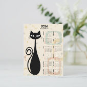 Atomic Retro Zwarte Kat Mid Century 2026 Kalender Briefkaart (Staand voorkant)