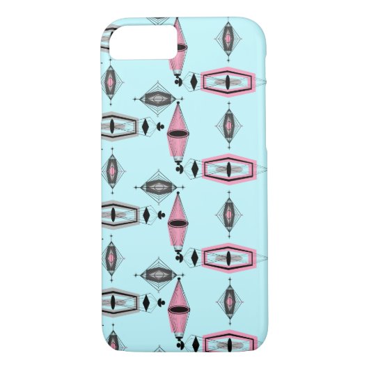 Atomic roze & Grey Pattern iPhone 7 Plus Hoesje (Achterkant)