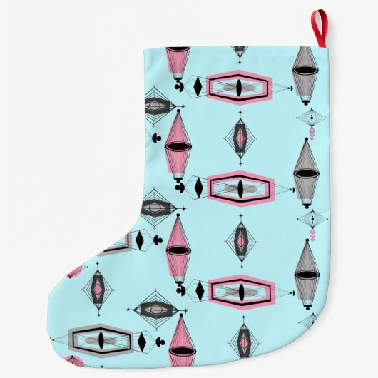 Atomic Roze & Grey Pattern kerststouwing Grote Kerstsok (Achterkant)
