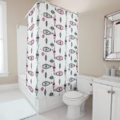 Atomic Roze & Grey Pattern Shower Curtain Douchegordijn (In situ)