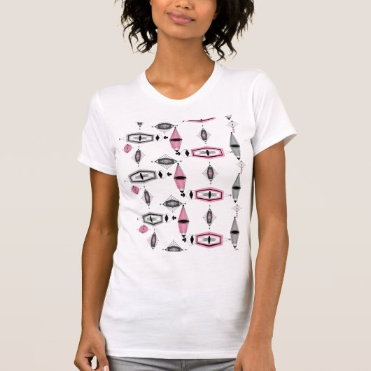Atomic roze & Grey Pattern T-Shirt (Voorkant)