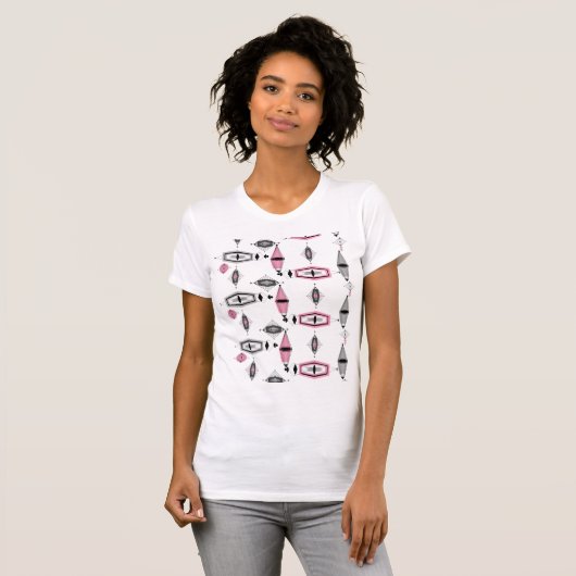 Atomic roze & Grey Pattern T-Shirt (Voorkant volledig)