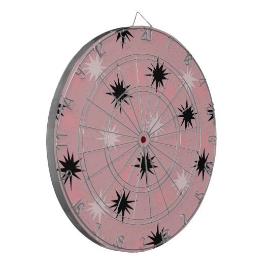 Atomic roze Starbursts Dartboard Dartbord (Voorkant Links)
