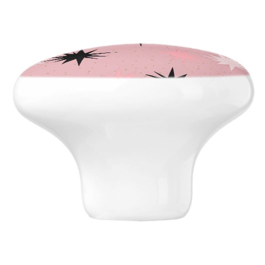 Atomic Roze Starbursts Keramische knop (Zijkant)