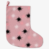 Atomic Roze Starbursts kerst Stocking Grote Kerstsok (Voorkant)