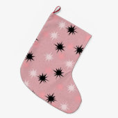 Atomic Roze Starbursts kerst Stocking Grote Kerstsok (Voorkant (Hangend))