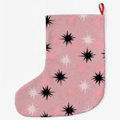 Atomic Roze Starbursts kerst Stocking Grote Kerstsok (Achterkant)