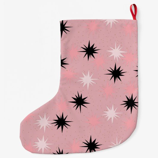 Atomic Roze Starbursts kerst Stocking Grote Kerstsok (Achterkant)