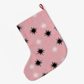 Atomic Roze Starbursts kerst Stocking Grote Kerstsok (Achterkant (Hangend))