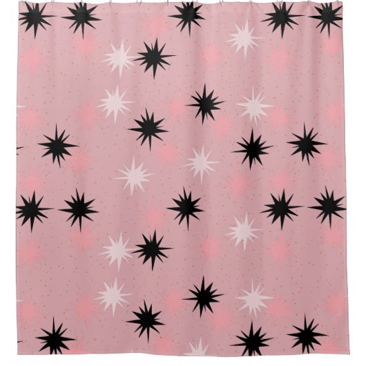 Atomic Roze Starbursts Shower Curtain Douchegordijn (Voorkant)