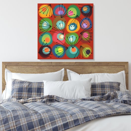 Atomic Shapes Painted Circles Oranje MCM Canvas Afdruk (Insitu (Slaapkamer))