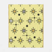 Atomic Sky Starbursts Yellow Grey Fleece Deken (Voorkant)
