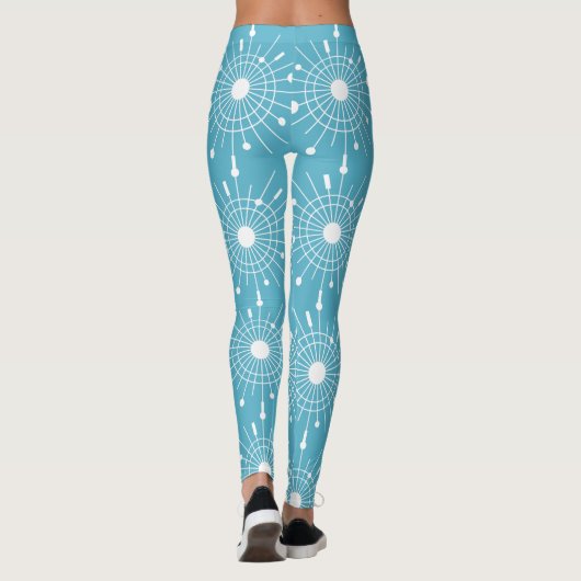 Atomic Snowflake Kerstmis midden midden midden mid Leggings (Achterkant)