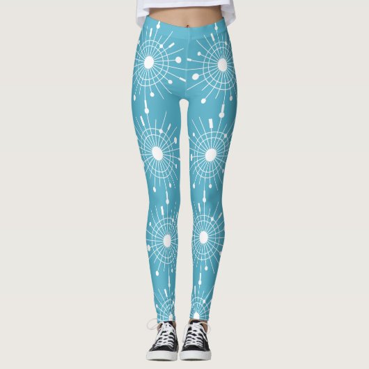 Atomic Snowflake Kerstmis midden midden midden mid Leggings (Voorkant)