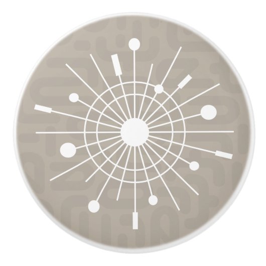 Atomic Snowflake Starburst Sputnik MCM Ceramic Kno Keramische Knop (Voorkant)