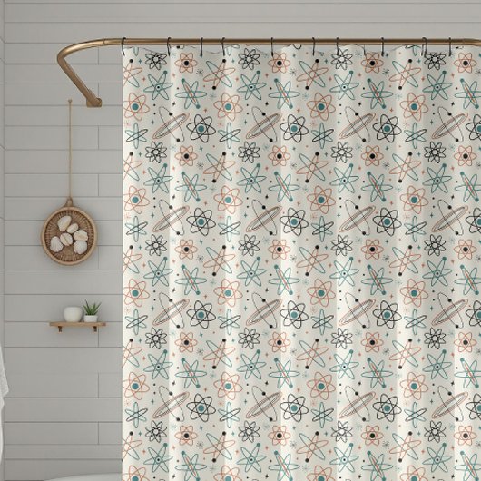Atomic Space Retro Starburst Mid Century-patroon Douchegordijn