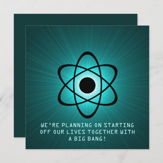 Atomic sparen de Datum nodigt, Blauwgroen uit Save The Date (Voorkant / Achterkant)