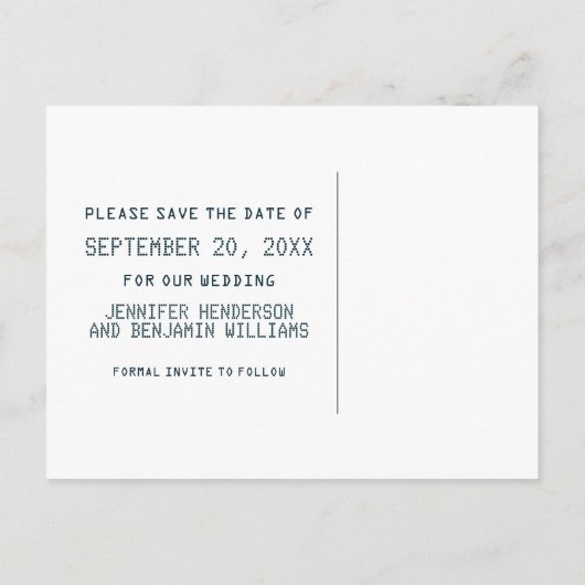 Atomic sparen het Briefkaart van de Datum, Blauw (Achterkant)