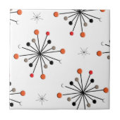 Atomic Sphere Star Burst Retro Patern Tegeltje (Voorkant)