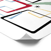 Atomic Squares Sterren en Boomerang Mid Century Poster (Hoek)