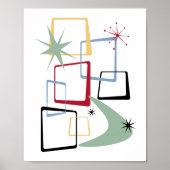 Atomic Squares Sterren en Boomerang Mid Century Poster (Voorkant)