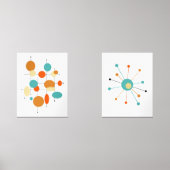 Atomic Star Abstracte kringen Mid Century Modern Muurkunst Sets (Voorkant)
