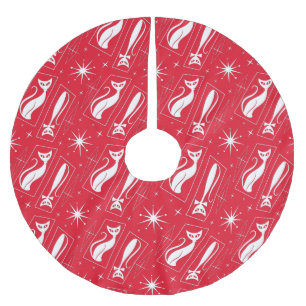 Atomic Star Cat MidCentury Modern Kerstmis Rood Kerstboom Rok