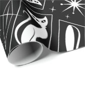 Atomic Star Cat MidCentury Moderne Kerstmis MCM Cadeaupapier (Rol Hoek)