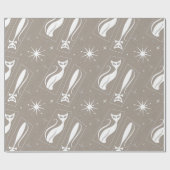 Atomic Star Cat MidCentury Moderne Kerstmis MCM Cadeaupapier (Vlak)