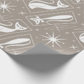 Atomic Star Cat MidCentury Moderne Kerstmis MCM Cadeaupapier (Hoek)