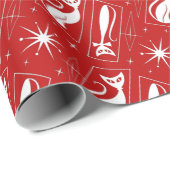 Atomic Star Cat MidCentury Moderne Kerstmis MCM Cadeaupapier (Rol Hoek)