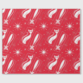 Atomic Star Cat MidCentury Moderne Kerstmis MCM Cadeaupapier (Vlak)