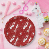 Atomic Star Cat MidCentury Moderne Kerstmis MCM Papieren Bordje (Feest)