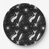 Atomic Star Cat MidCentury Moderne Kerstmis MCM Papieren Bordje (Voorkant)