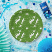 Atomic Star Cat MidCentury Moderne Kerstmis MCM Papieren Bordje (Feest)