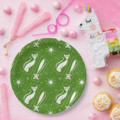 Atomic Star Cat MidCentury Moderne Kerstmis MCM Papieren Bordje (Feest)