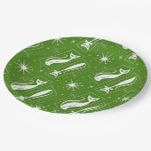 Atomic Star Cat MidCentury Moderne Kerstmis MCM Papieren Bordje (Gekanteld)