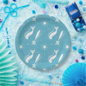 Atomic Star Cat MidCentury Moderne Kerstmis MCM Papieren Bordje (Feest)