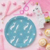 Atomic Star Cat MidCentury Moderne Kerstmis MCM Papieren Bordje (Feest)