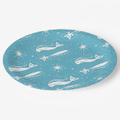 Atomic Star Cat MidCentury Moderne Kerstmis MCM Papieren Bordje (Gekanteld)