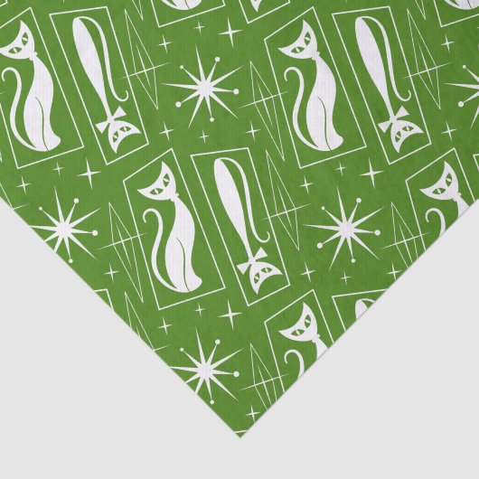 Atomic Star Cat MidCentury Moderne Kerstmis MCM T Tissuepapier (Detail)